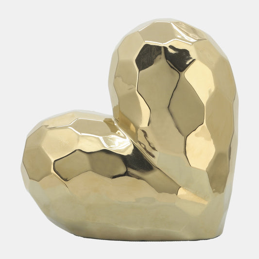 Escultura de cerámica en forma de corazón de 11" de Sagebrook Home, color dorado