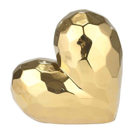 Sagebrook Home Glam Ceramic 8" Heart Sculpture- Gold