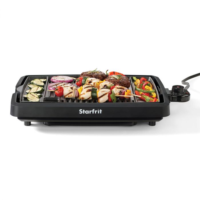 Starfrit Rock 10" Smokeless Electric BBQ Indoor Grill with Cool Touch Handles - Black