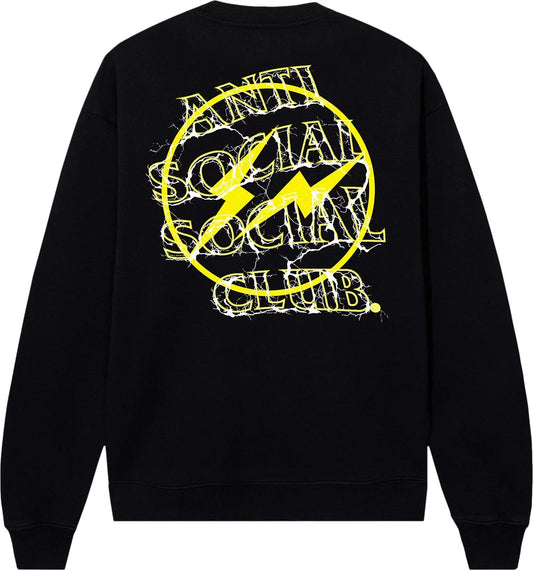 Anti Social Social Club x Fragment Design Bolt Crewneck -  Black/Yellow