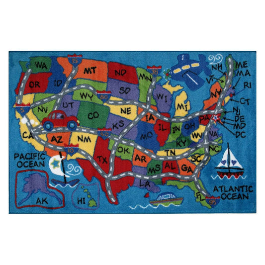 L.A Rugs Supreme Travel Fun Rectangular Area Rug - Blue