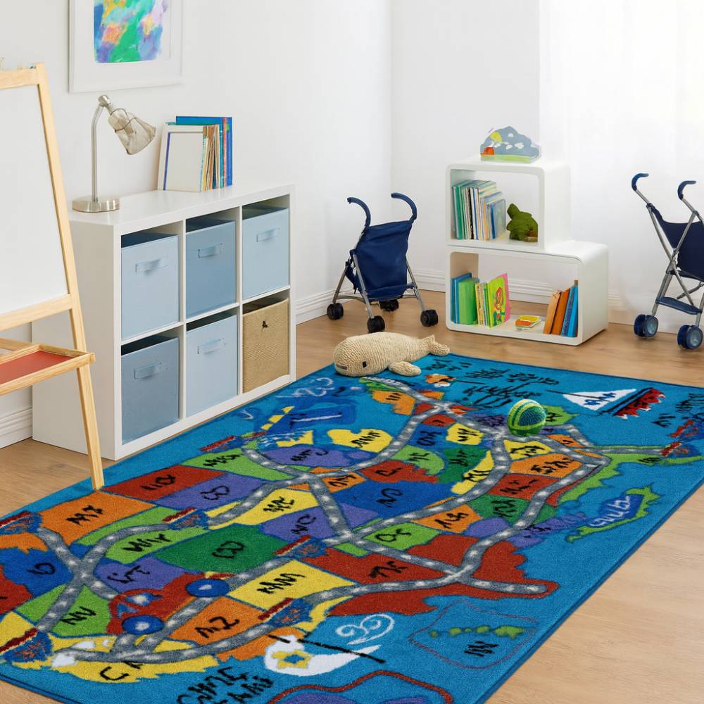 L.A Rugs Supreme Travel Fun Rectangular Area Rug - Blue
