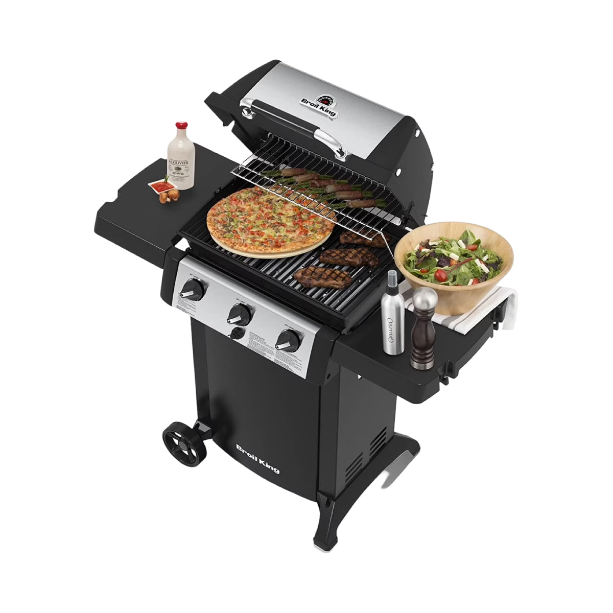 Parrilla de propano líquido Broil King Gem 320 814154 con revestimiento resistente al óxido, acero inoxidable y color negro 