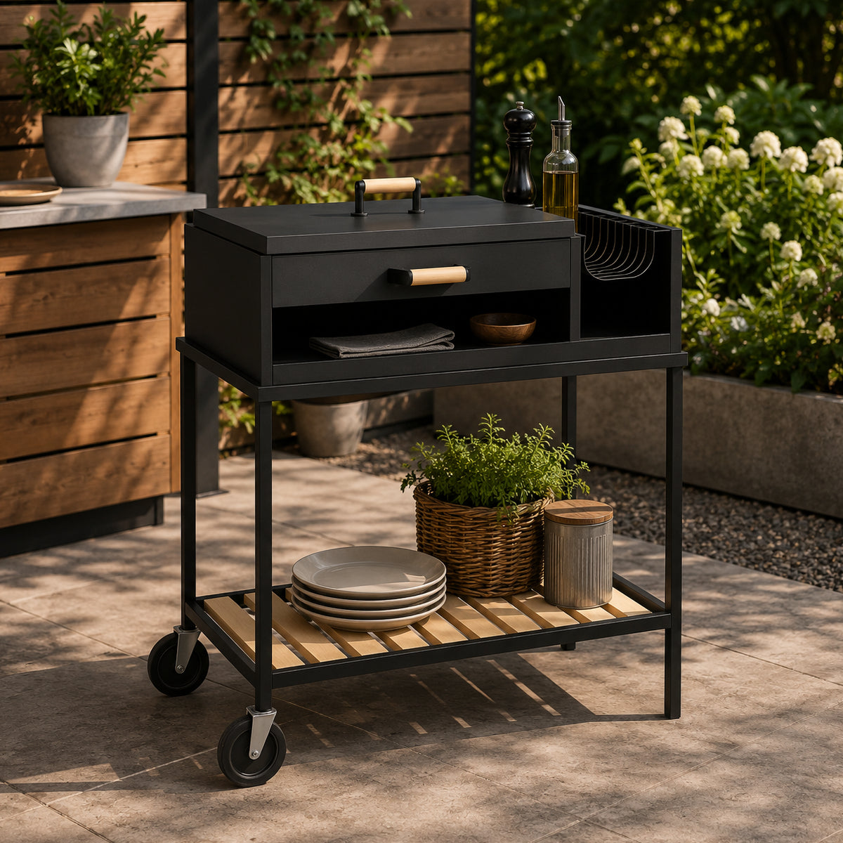AC BBQ Enamel Grill with Lid and Powder Coating