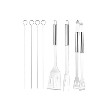 Alpine Cuisine Heavy Duty BBQ Tools Set (7 Piece) - Silver