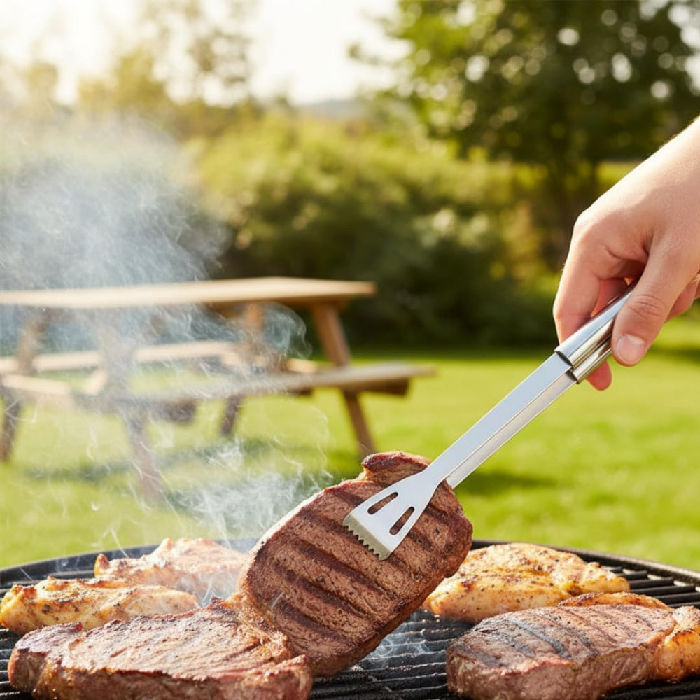 Alpine Cuisine Heavy Duty BBQ Tools Set (7 Piece) - Silver