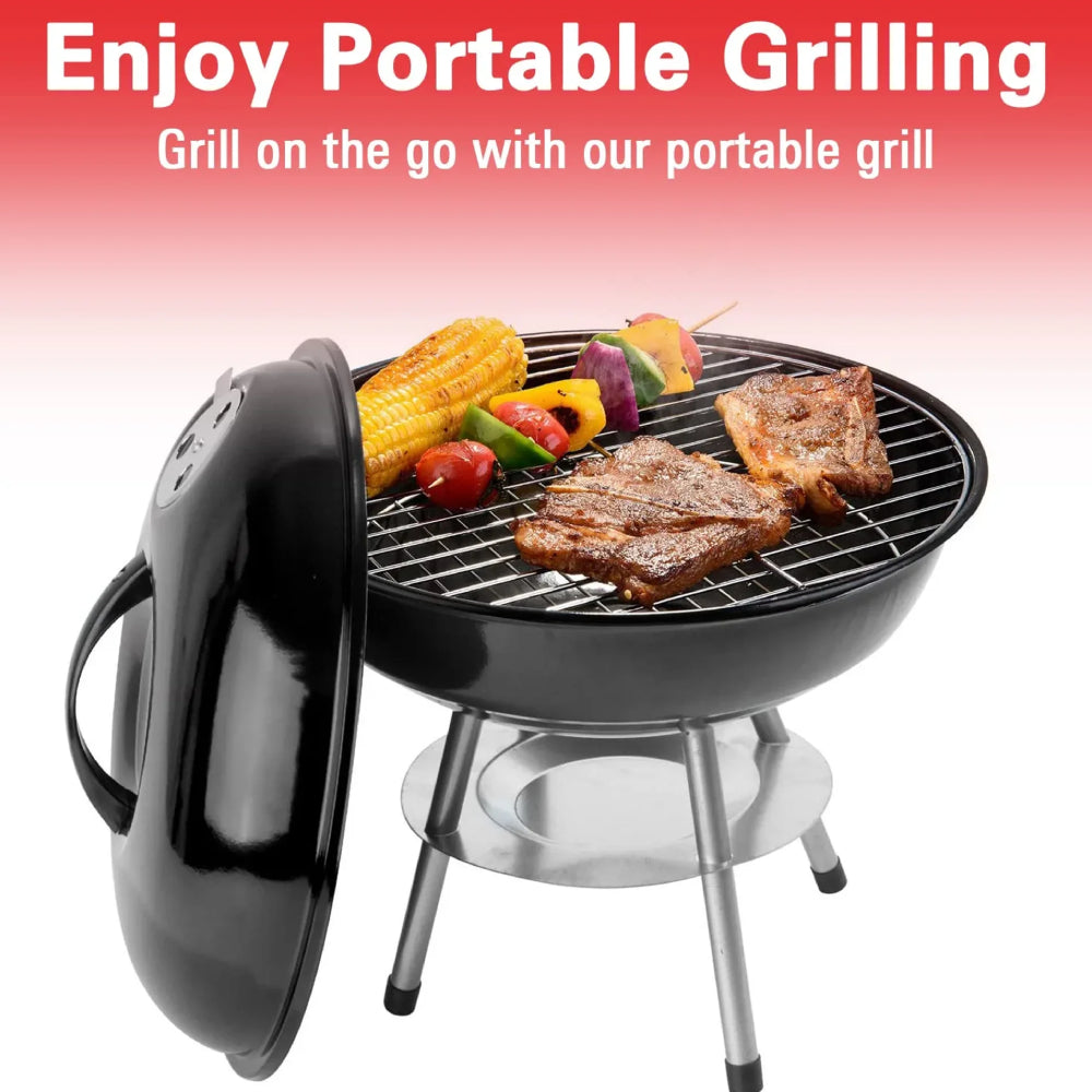 Alpine Cuisine 14" BBQ Charcoal Grill with Legs - Black