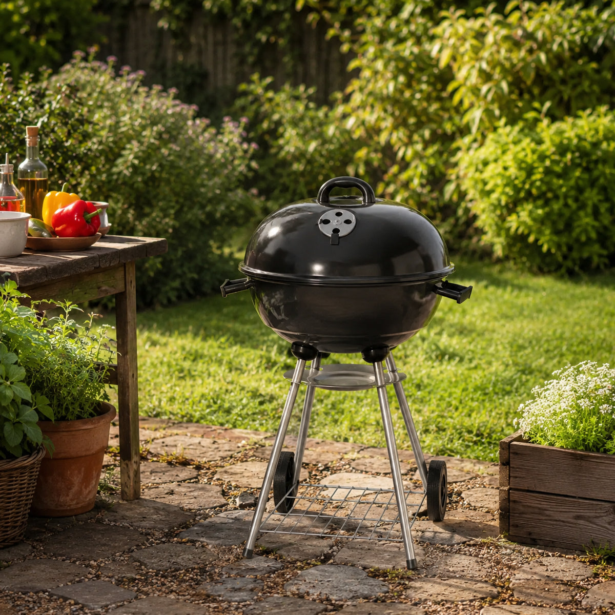Alpine Cuisine BBQ-RS18 Charcoal Grill with wheels - Black