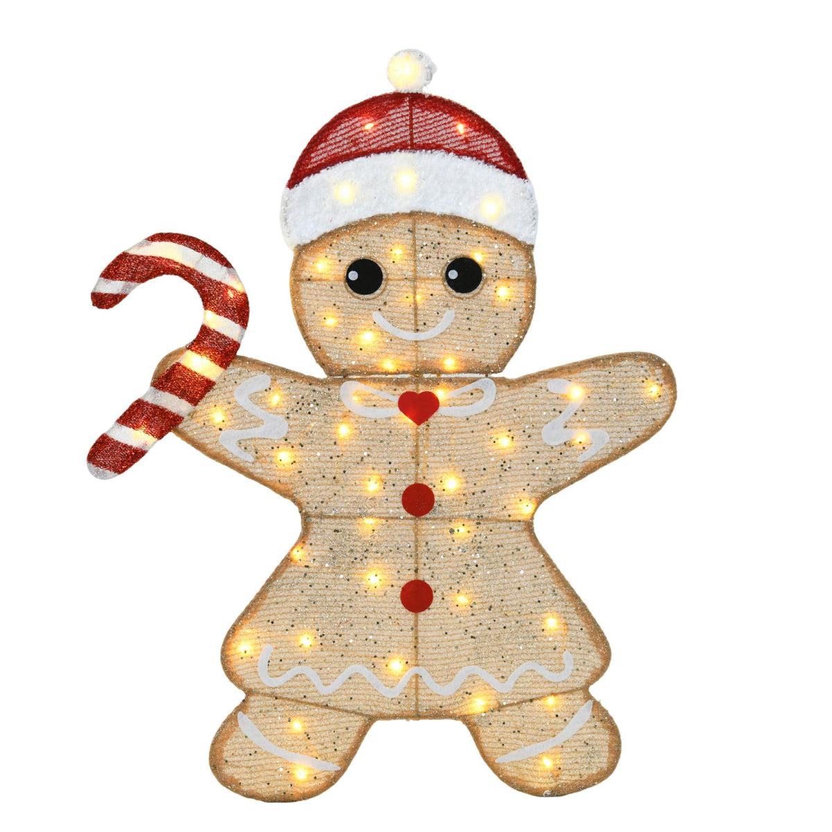 Wovenbyrd Holiday Time Heart-Shaped Gingerbread Couple (Set of 2) - Beige