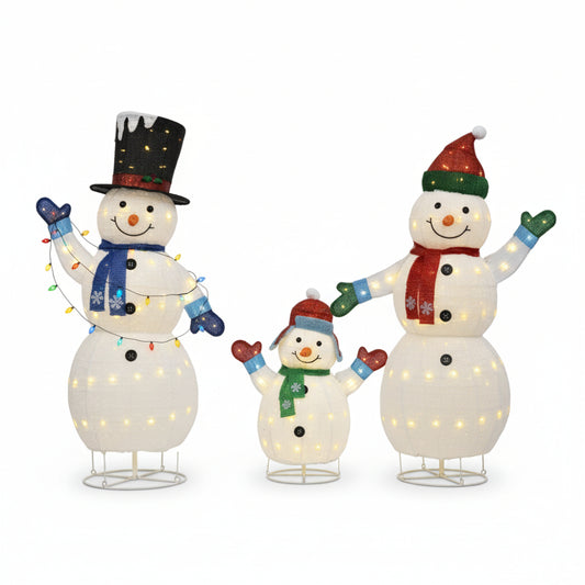 Wovenbyrd Holiday Time Light-Up Snow Lanterns (Set of 3) - White