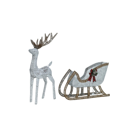 Wovenbyrd Holiday Time Light-Up Deer and Sleigh (Set of 2)