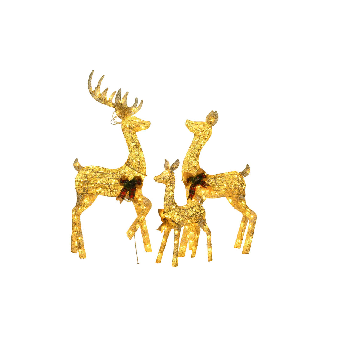 Wovenbyrd Holiday Time Light-Up Deer Family (Set of 3)