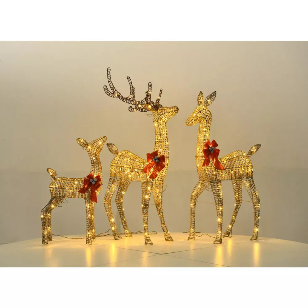 Wovenbyrd Holiday Time Light-Up Deer Family (Set of 3)