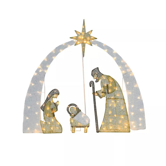Wovenbyrd Holiday Time 54" Light-Up Nativity Scene Family Set
