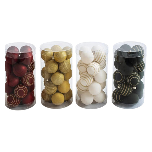 Gansu 1.5" Xmas Flocking Ball Ornament (20-Pieces) - Assortment