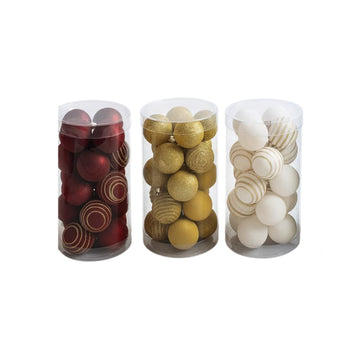 Gansu 1.5" Xmas Flocking Ball Ornament (20-Pieces) - Assorted