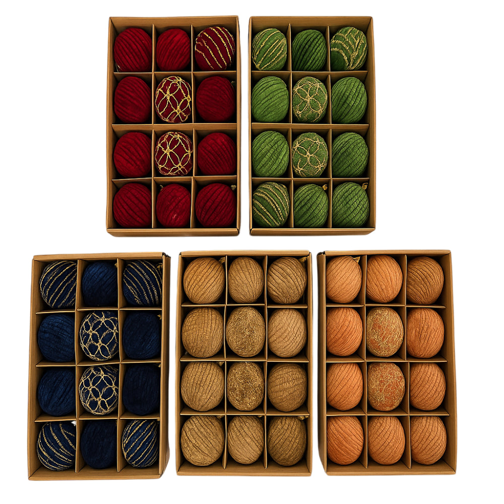 Gansu 2.3" Xmas Flocking Ball Ornament (12-Pieces) - Assortment