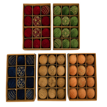 Gansu 2.3" Xmas Flocking Ball Ornament (12-Pieces) - Assorted