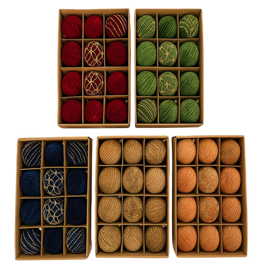 Gansu 2.3" Xmas Flocking Ball Ornament (12-Pieces) - Assortment