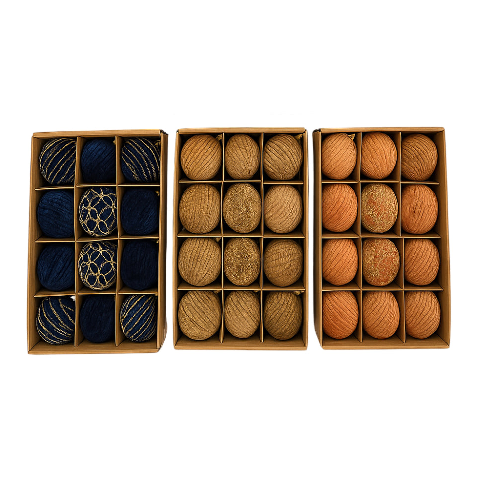 Gansu 2.3" Xmas Flocking Ball Ornament (12-Pieces) - Assortment