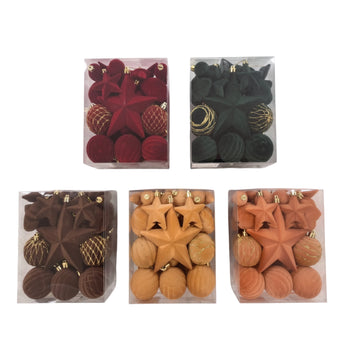 Gansu Xmas Flocking Ball Ornament (36-Pieces) - Assorted