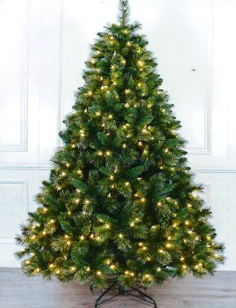 Gansu 8' Mixed Tips Christmas Tree with Warm White PreLit - Green