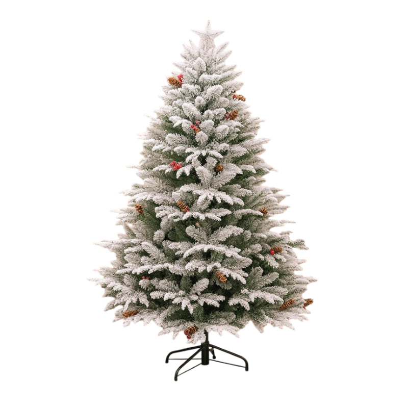 The Outdoor Institute 8' Snow Flocked Mixed Tips Christmas Tree with Cones and Berries