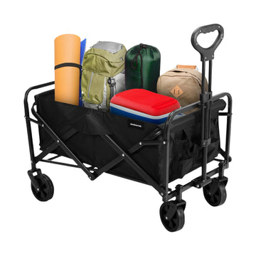 Ovente Collapsible Folding Wagon Cart - Black