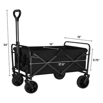 Ovente Collapsible Folding Wagon Cart - Black