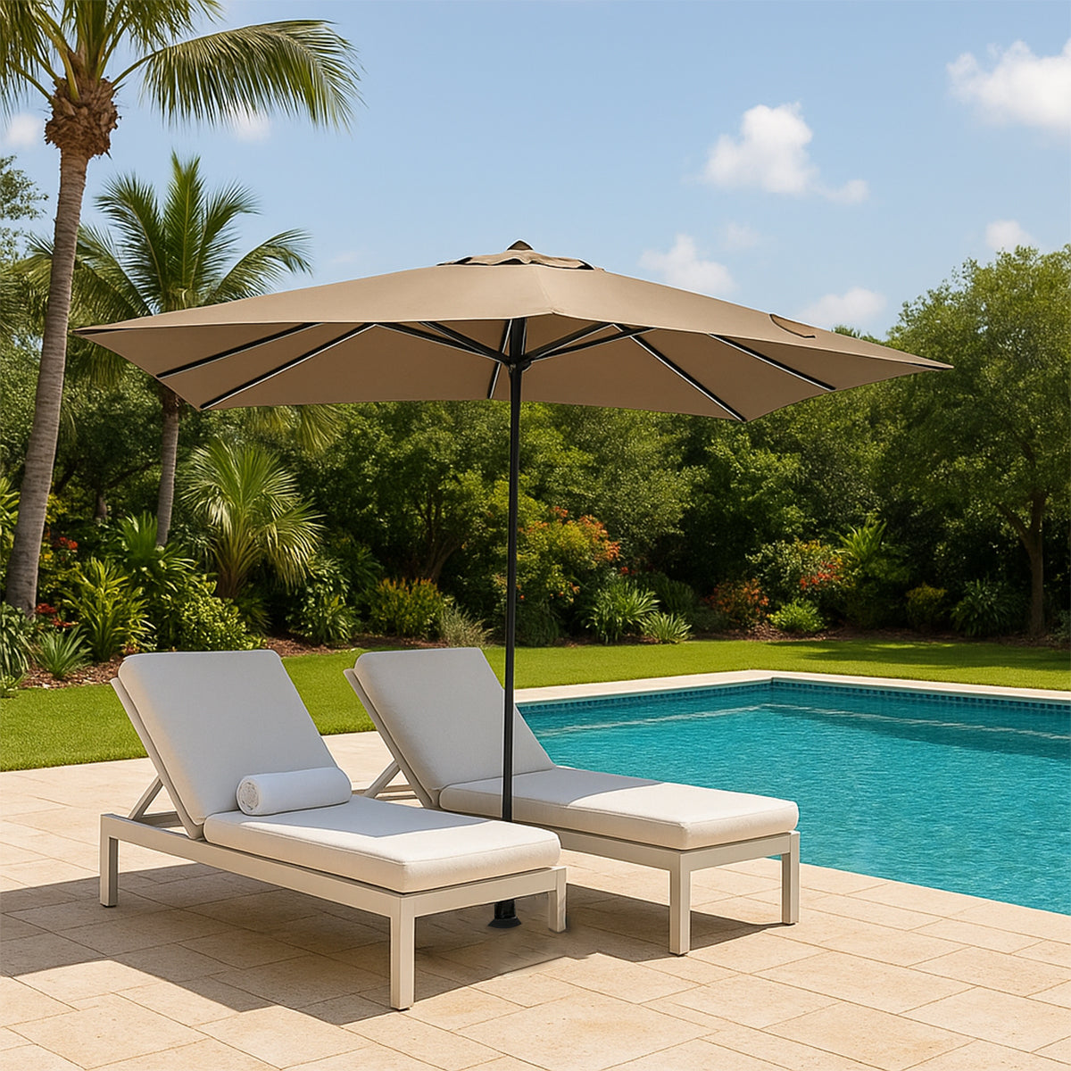 The Outdoor Institute TOI Roma 10' x 13' Solar Umbrella - Brown