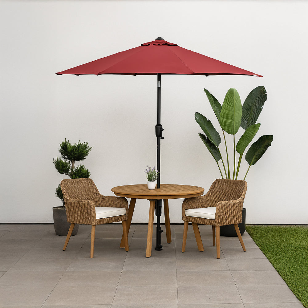 The Outdoor Institute Roma 9.8' Hanging LED Light Umbrella - Red/Black