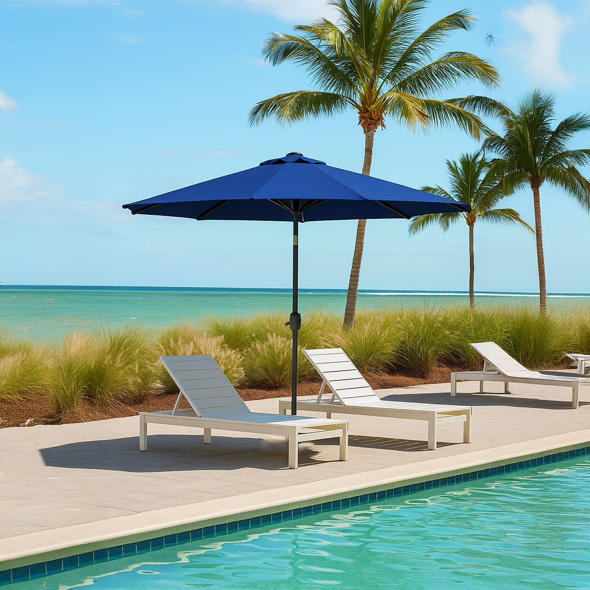 Sombrilla para patio Best Home de 9 pies, color azul