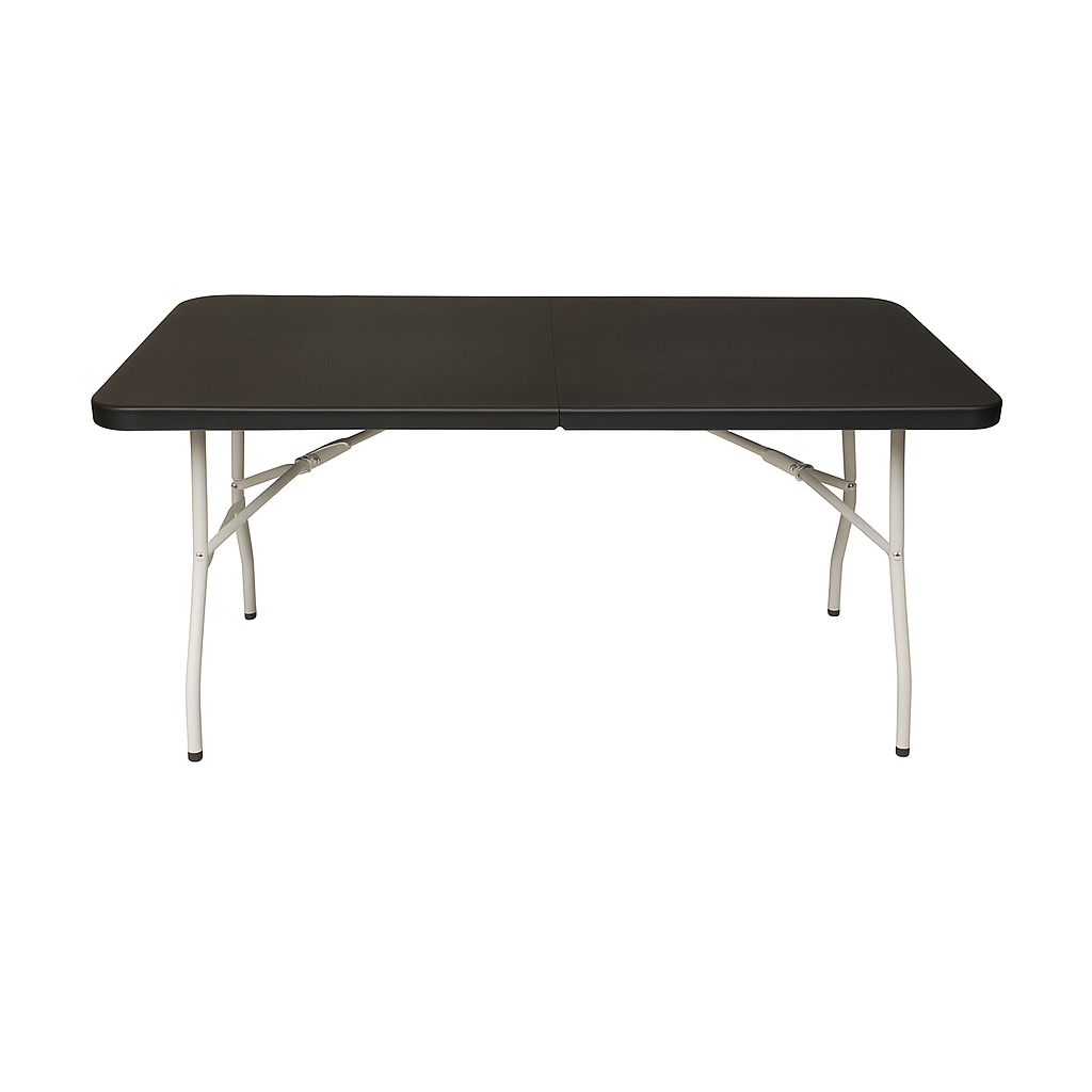 Rectangular Folding Table Set with 4 Chairs Black