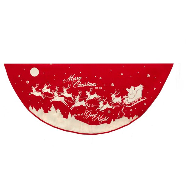 Falda de árbol de 48" con Papá Noel y renos 