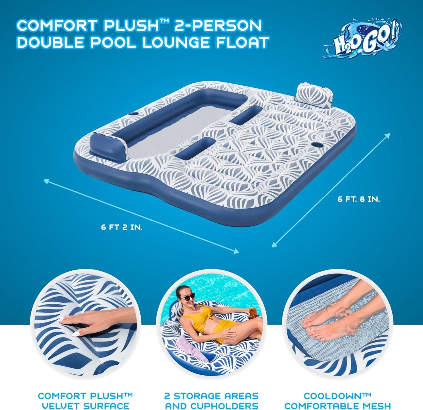 Flotador de piscina doble Bestway Comfort Plush para 2 personas