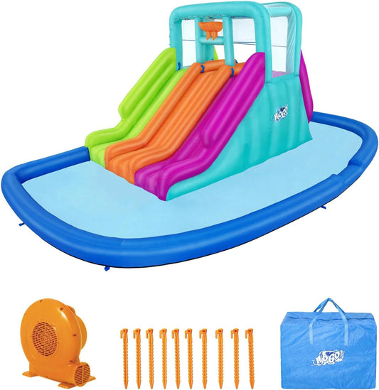 Megaparque acuático hinchable con soplador de aire Bestway H2OGO! Triple Splash Course