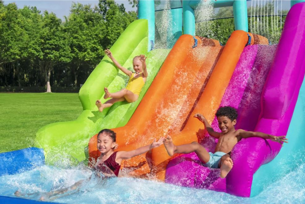 Bestway H2OGO! Triple Splash Course Inflatable Mega Water Park with Air Blower