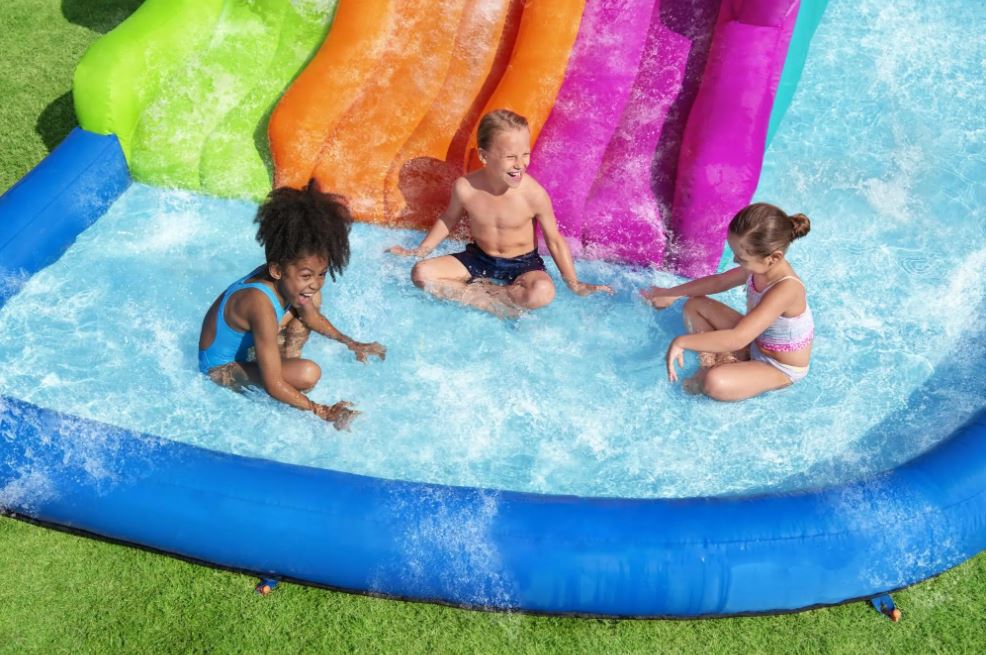 Bestway H2OGO! Triple Splash Course Inflatable Mega Water Park with Air Blower