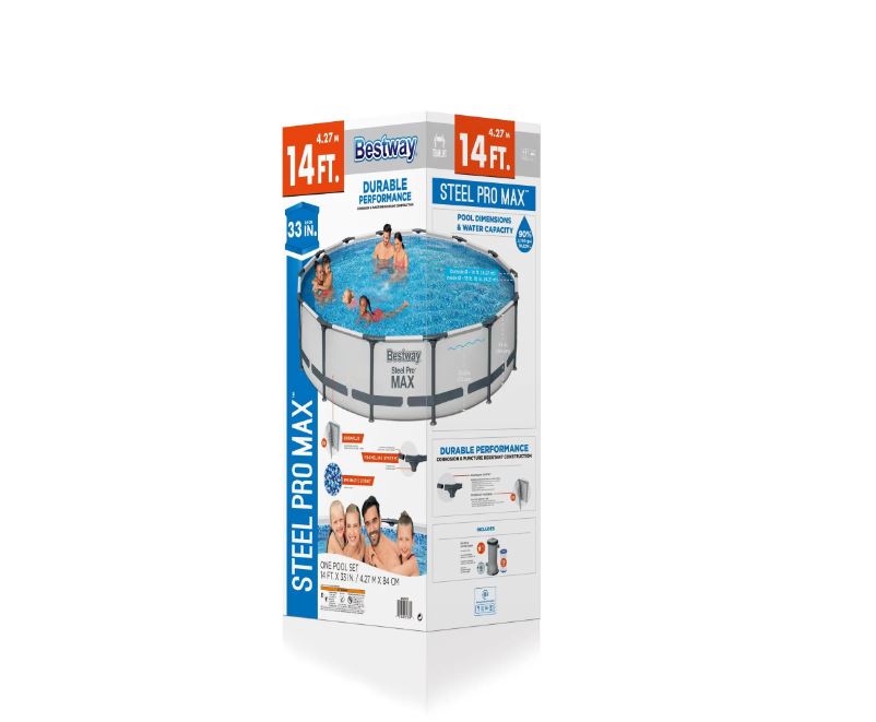 Bestway Steel Pro MAX 14' x 33" Above Ground Round Pool Set with 530gal Filter Pump