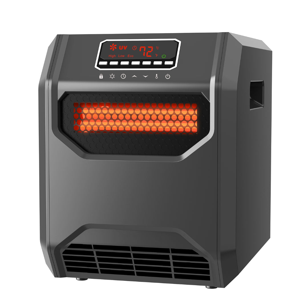 Lifesmart Infrared Quartz Heater with Front Intake Vent and UV Light - Black