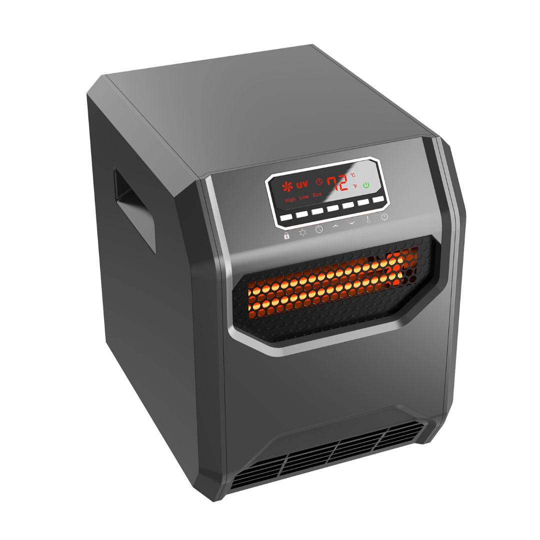 Lifesmart Infrared Quartz Heater with Front Intake Vent and UV Light - Black