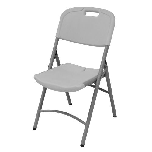 Bundle: Folding Rectangular Table -White + Four Folding Chairs - Grey