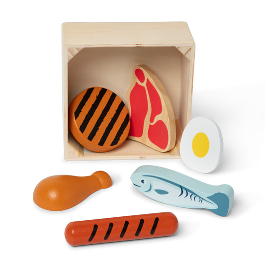 Melissa and Doug Wooden Food Groups Play Set (6-Piece) - Protein