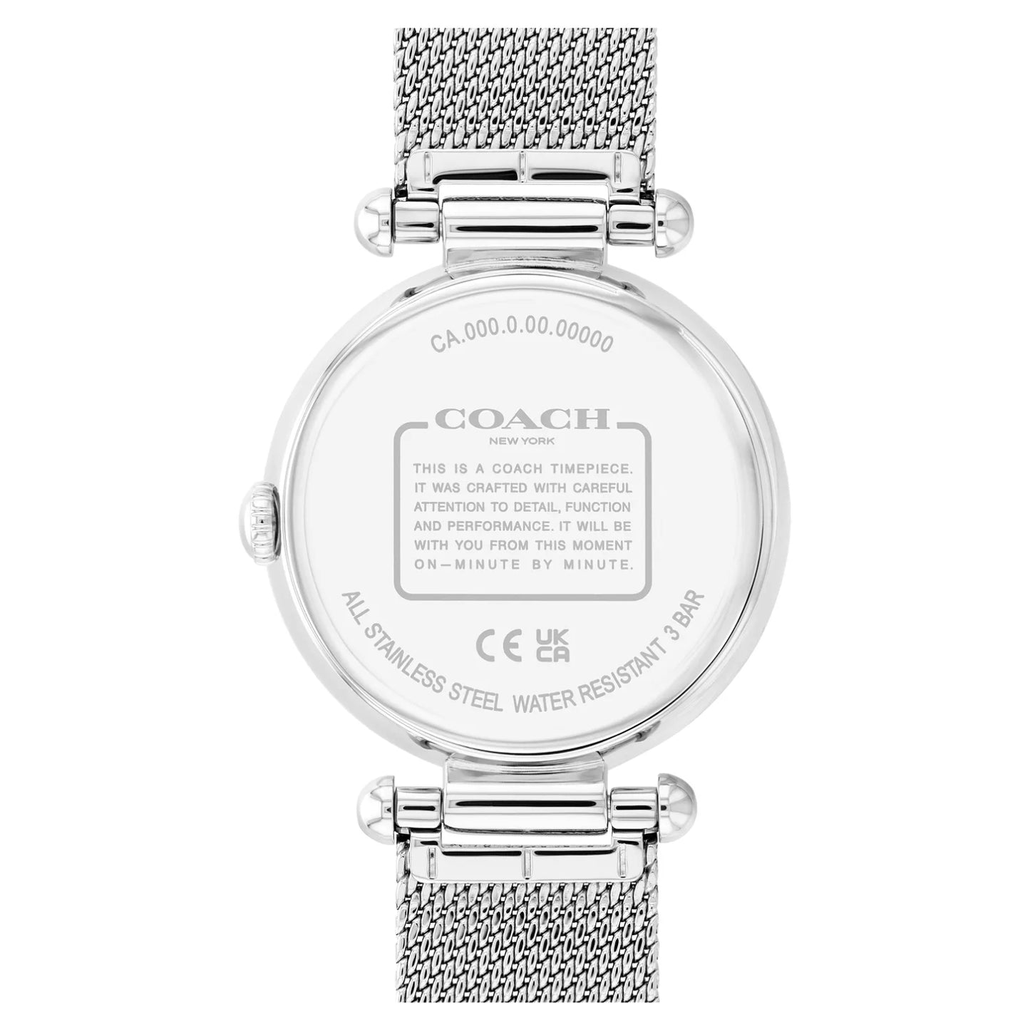 Reloj Coach Cary de 34 mm con malla de herradura y detalles de cristal, esfera plateada, para mujer, plateado 