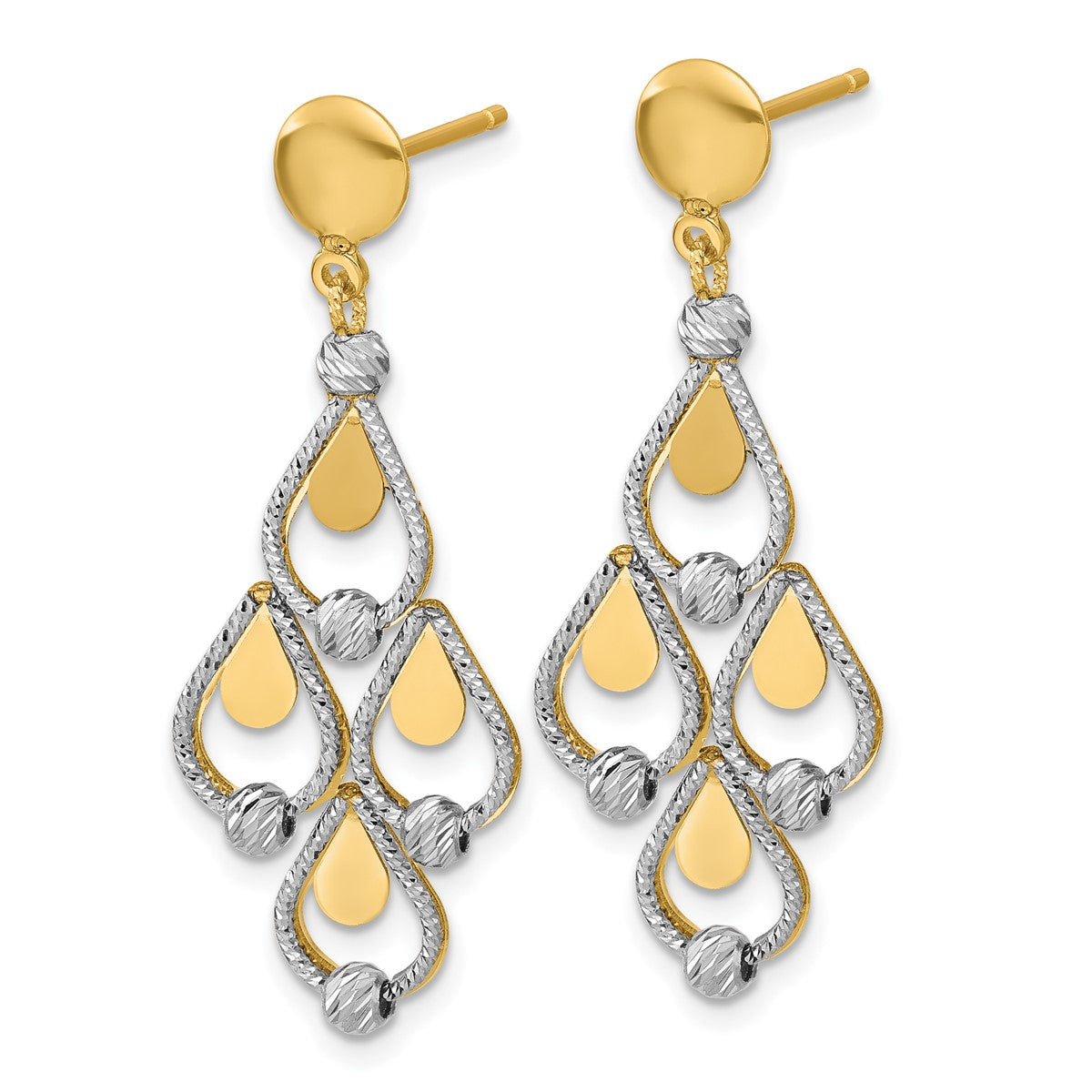 14K Leslie's Women's Diamond-Cut Chandelier Drop & Dangle Earrings in Rhodium Plating-over 14K Two-Tone Gold