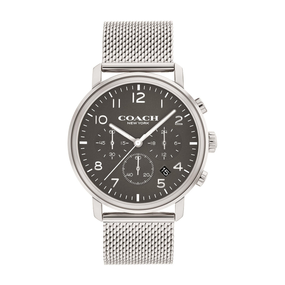 Reloj cronógrafo de cuarzo Coach Harrison de 42 mm con esfera en tono gris para hombre, plateado