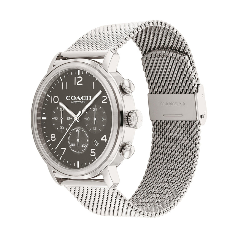 Reloj cronógrafo de cuarzo Coach Harrison de 42 mm con esfera en tono gris para hombre, plateado