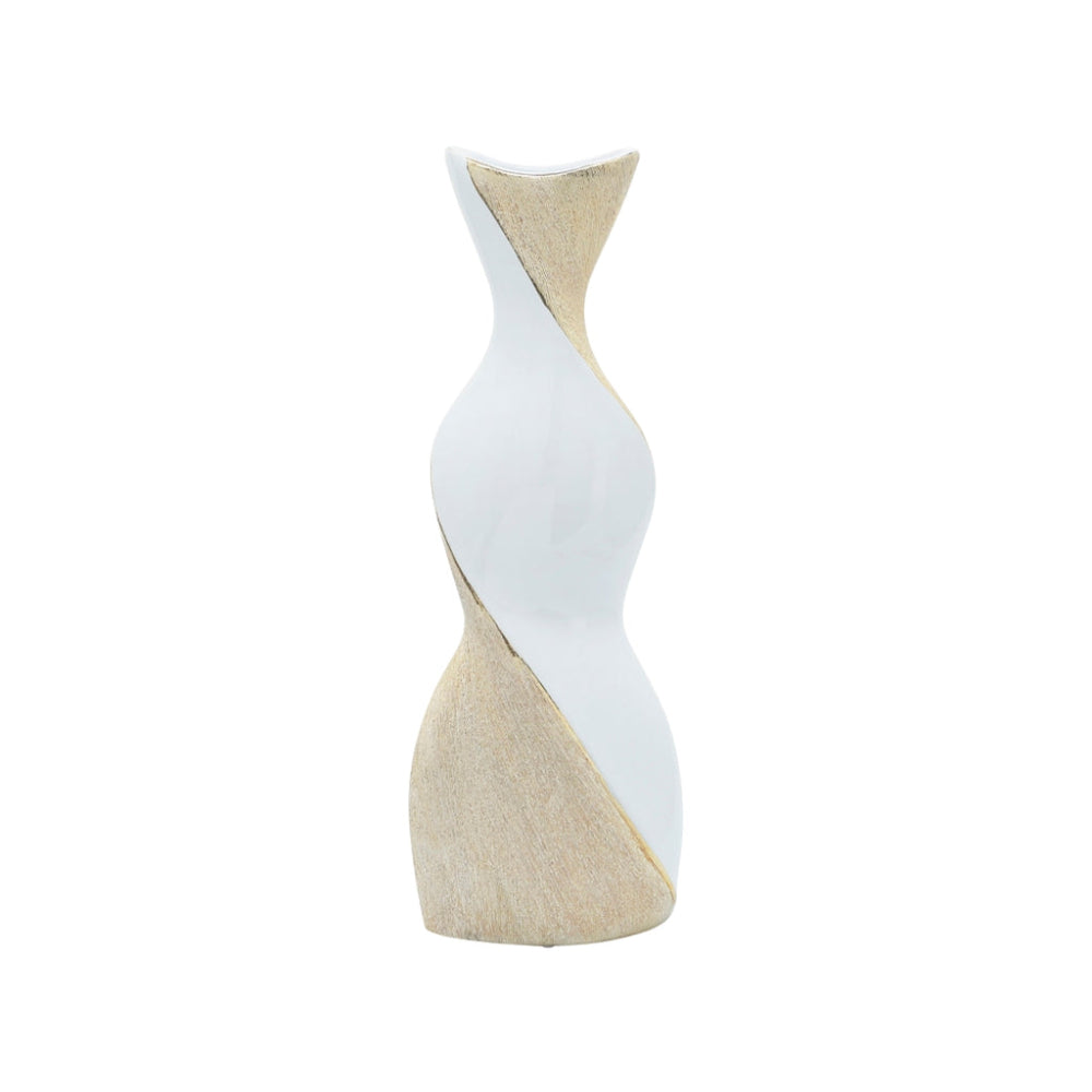 Sagebrook Home 16" Twisted Ceramic Vase - White/Gold