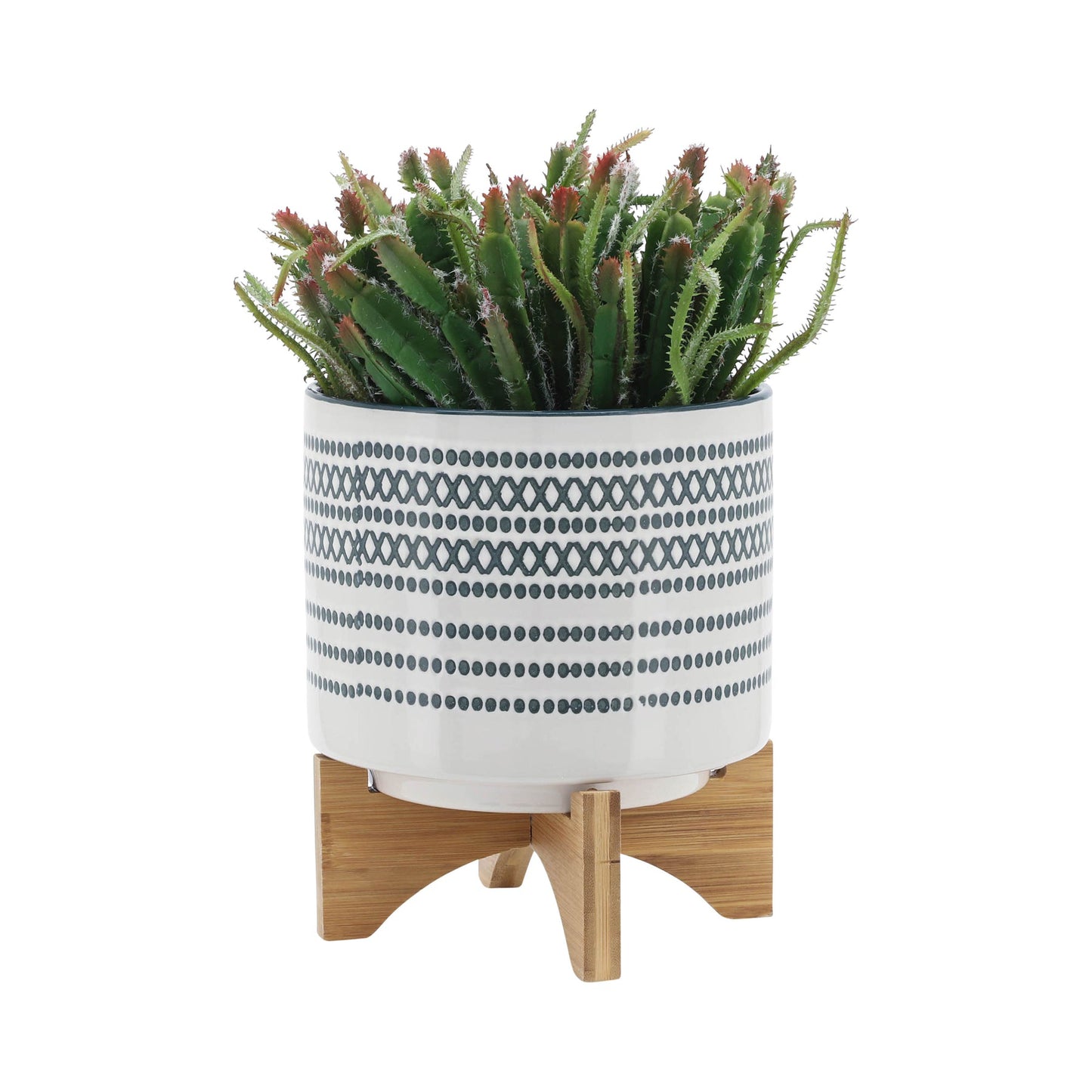 Sagebrook Home Planter with Stand (Set of 2) - Blue/White