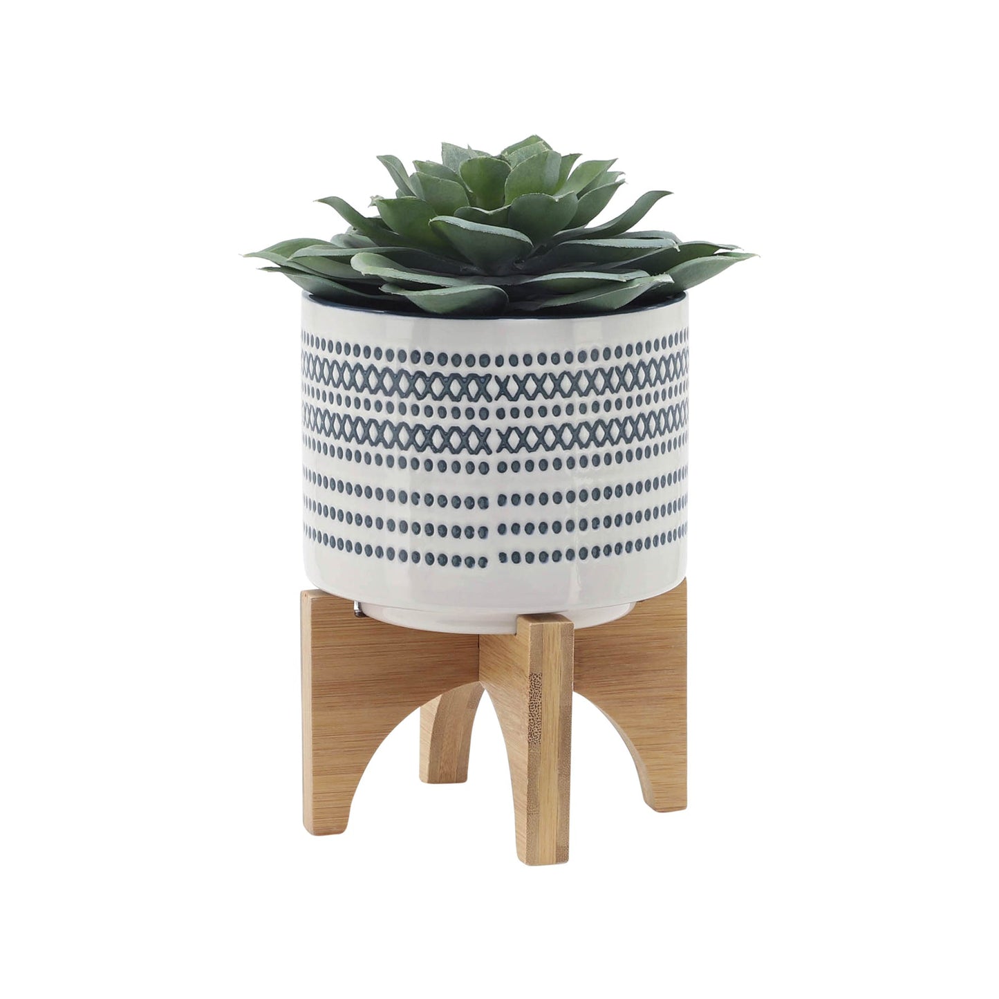 Sagebrook Home Planter with Stand (Set of 2) - Blue/White